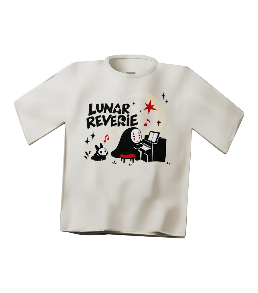 Tee in warm ivory — front view. Digital garment study.